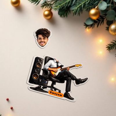 Personalized Music Theme Bobblehead Caricature Custom with Name Battery Powered Shaking Head Showpiece for Home Decor Living Room Car Dashboard Gift for Singer & Music Lover